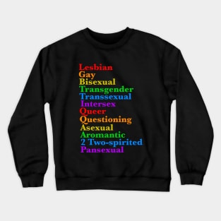 LGBTTIQQAA2P Pride Diversity Rainbow LGBTQ Acronym Crewneck Sweatshirt